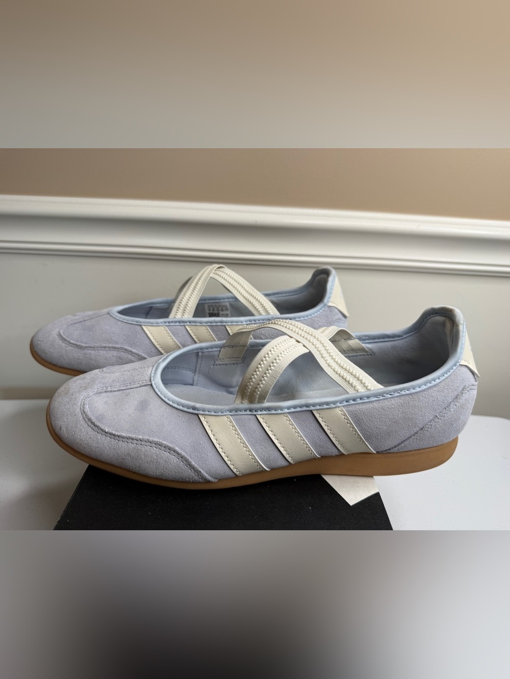 adidas Light Blue Suede Mary Jane Sneakers with Cream Straps, size 11